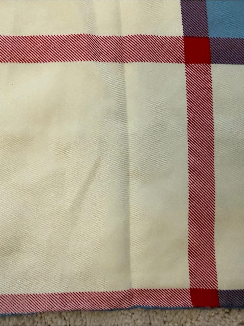 Burberry silk scarf in Light Blue Plaid Throw with Cream, Black & Red Accents